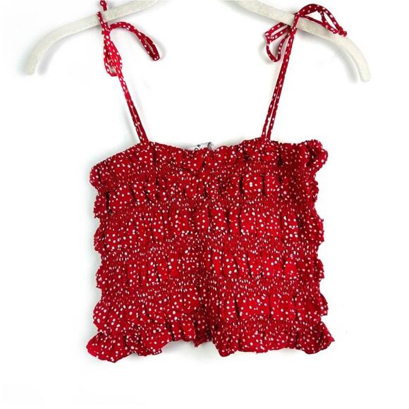 NEW STORIA Red Polka Dot Ruffle Two-Piece Set Small Top and Skirt - Picture 2 of 7